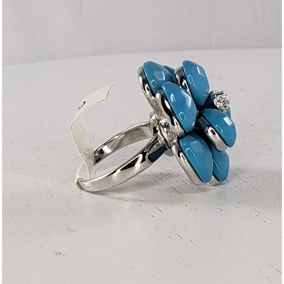 Camilla Lucia CL Turquoise Toned Blue Flower Ring R3079 L Costume Jewelry - Picture 8 of 8